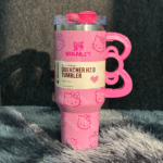 40oz Pink Bow-shaped handle Kitty Tumbler – Vaizdas 4